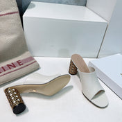 ICON HEELED SLIDE WHITE CALFSKIN 95 MM
