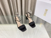 DWAY HIGH HEEL EMBROIDERED SANDAL BLACK CALFSKIN 75 MM