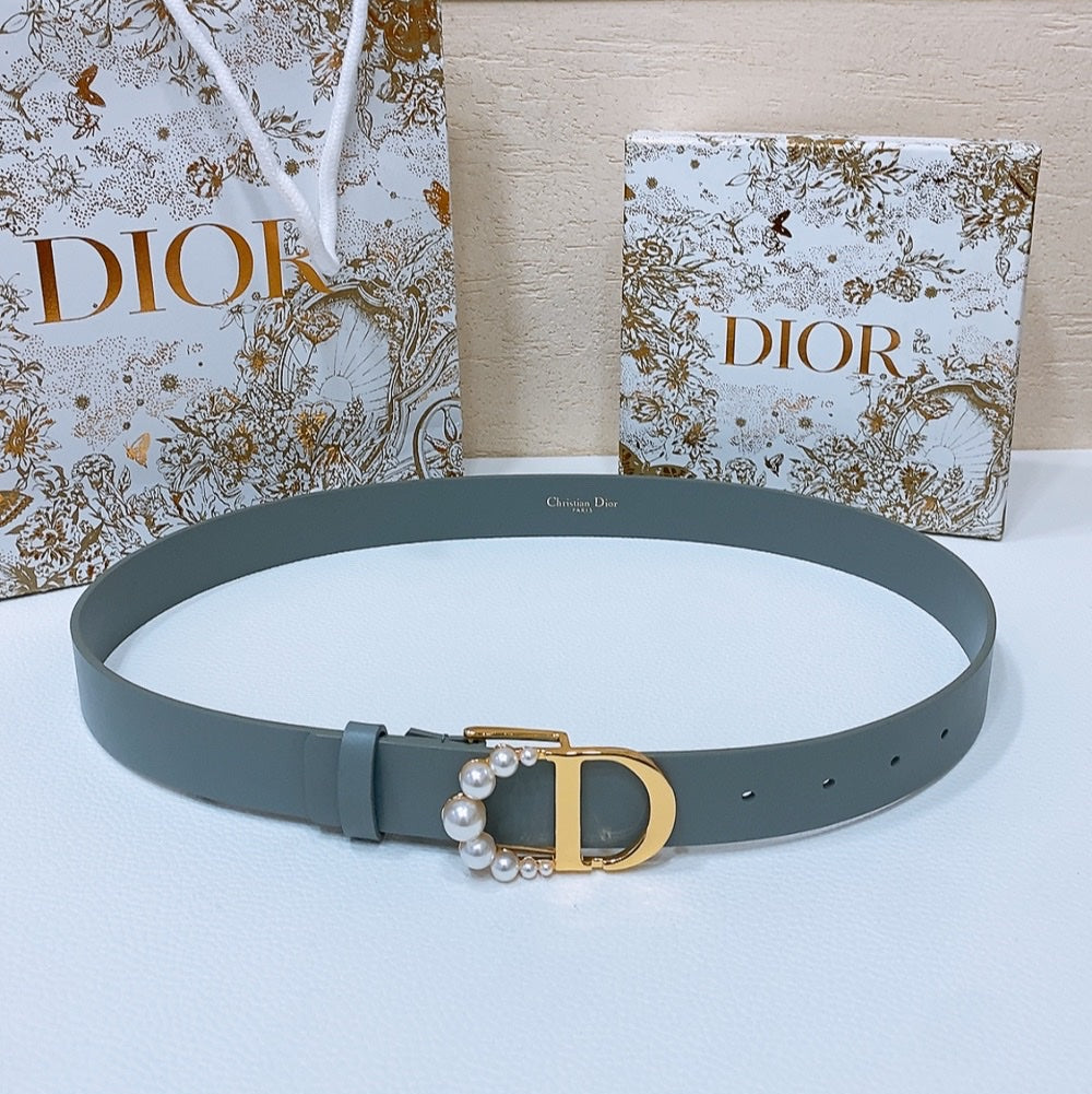 DIOR 25S BELT 30 MM IN SLATE BLUE CALFSKIN 586580