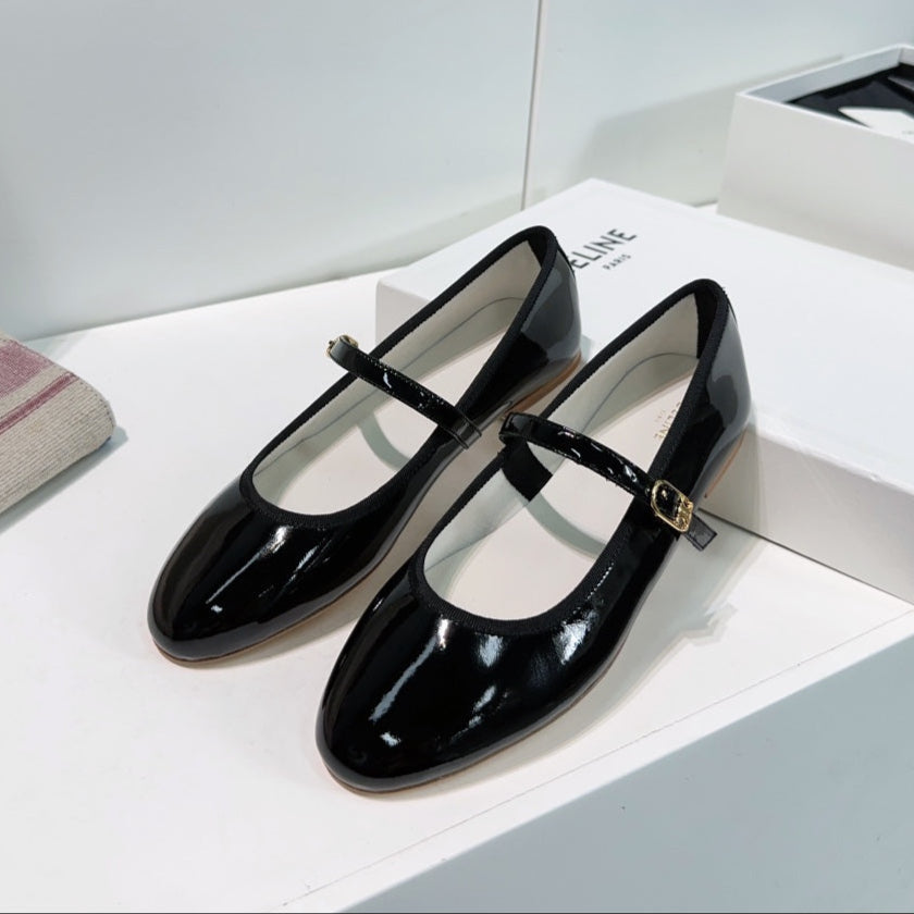 MARRY JANE FLAT IN BLACK PATENT CALFSKIN