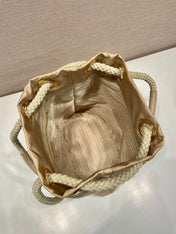 BUCKET BAG 28 IN BEIGE RE-NYLON GOLD LOGO