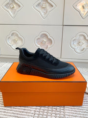 BOUNCING SNEAKER IN BLACK GRAPHIC MESH AND CALFSKIN