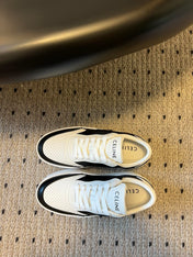 BLOCK SNEAKER WITH TRIOMPHE IN WHITE MIX BLACK CALFSKIN