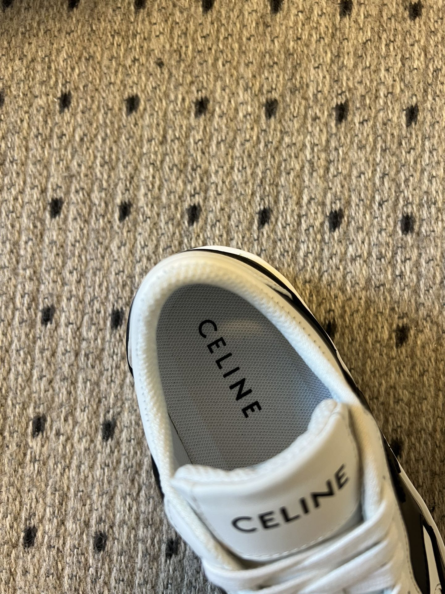 BLOCK SNEAKER WITH TRIOMPHE IN WHITE MIX BLACK CALFSKIN