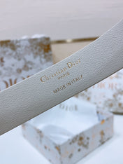 DIOR 26S BELT 25 MM IN CREAM WHITE CALFSKIN 668367