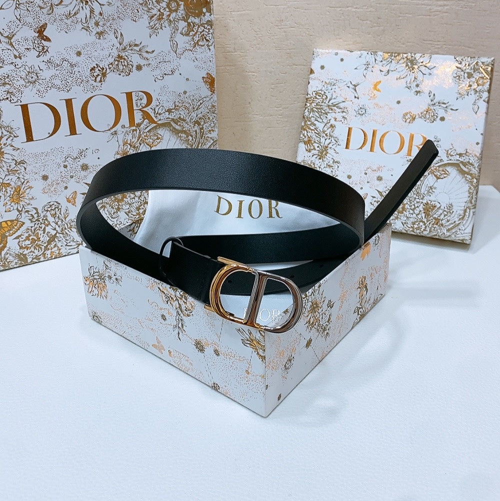 DIOR 26S BELT 25 MM IN BLACK CALFSKIN 668368