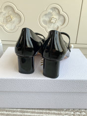 PEARL JOLIE MARY JANE PUMPS IN BLACK CALFSKIN