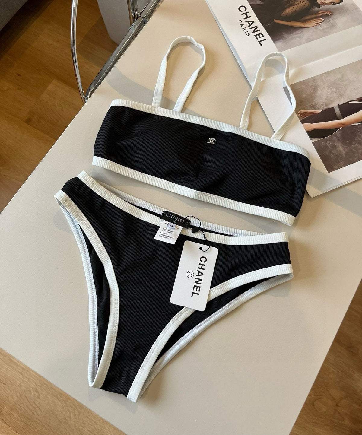 CC BIKINI SWIMSUIT SET BLACK WHITE 174796