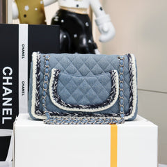 CHANEL 25S FLAP BAG 25 CM IN LIGHT BLUE DENIM