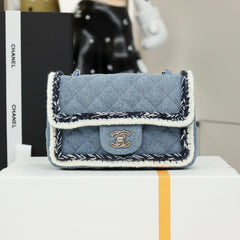 CHANEL 25S FLAP BAG 20 CM IN LIGHT BLUE DENIM