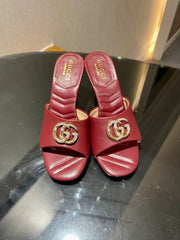 GG HIGH HEELS 70 IN RED LAMBSKIN GOLD HARDWARE WITH CRYSTALS