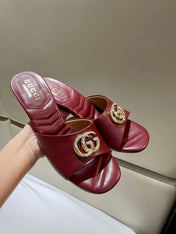GG HIGH HEELS 70 IN RED LAMBSKIN GOLD HARDWARE WITH CRYSTALS
