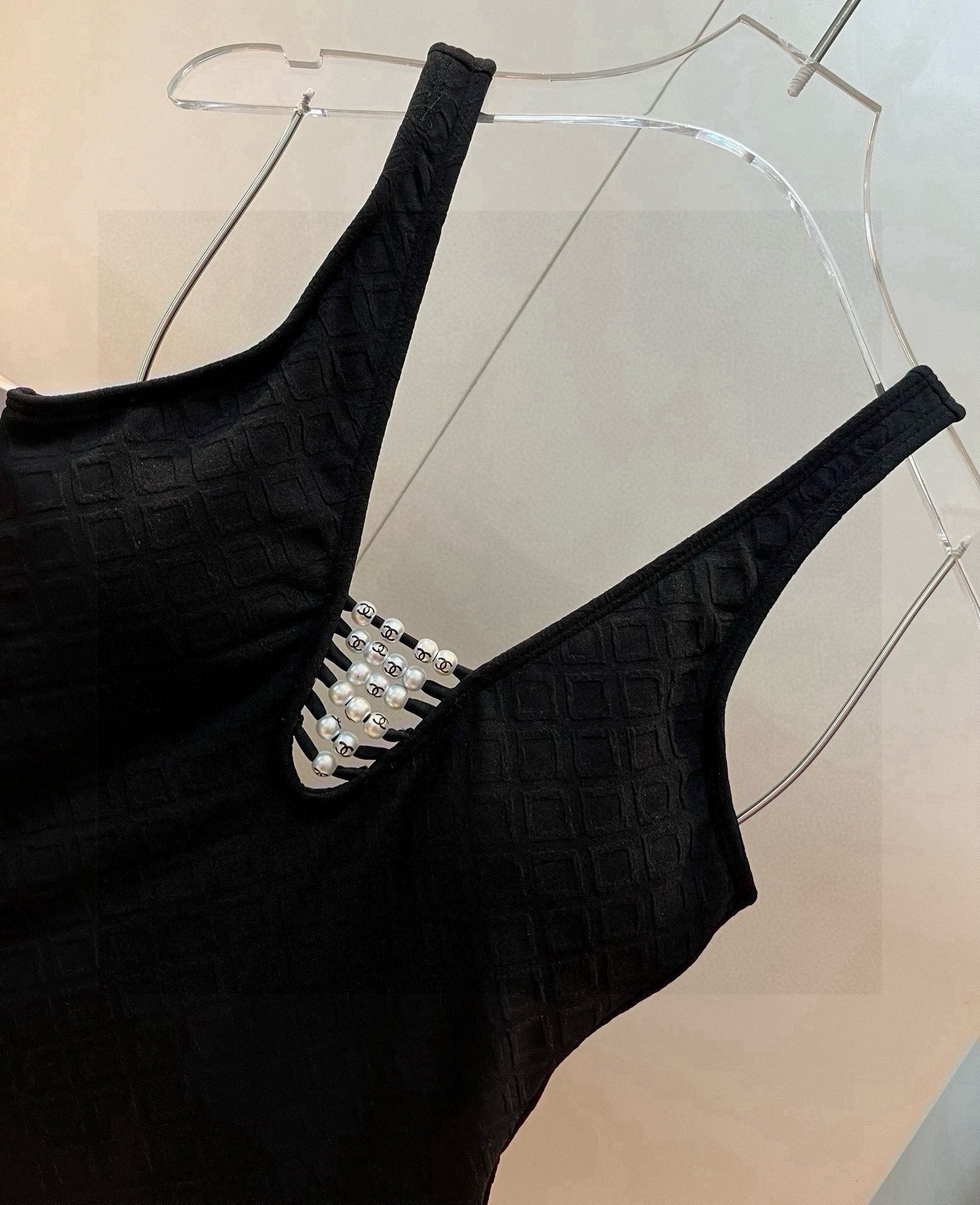 SWIMSUIT IN BLACK COTTON MIX PEARL PRINTED LOGO 627819