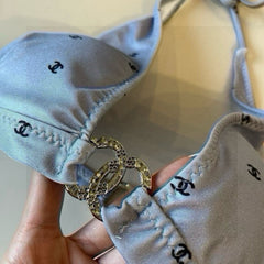 CC BIKINI SWIMSUIT SET IN GREY PRINTED LOGO 629237