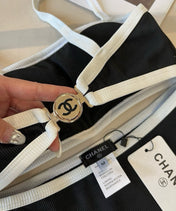 CC BIKINI SWIMSUIT SET IN BLACK AND WHITE TRIM 633212