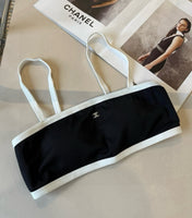 CC BIKINI SWIMSUIT SET IN BLACK AND WHITE TRIM 633212