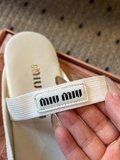 MIUMIU 26S BALLET MULES IN WHITE CREAM SATIN WITH BOW