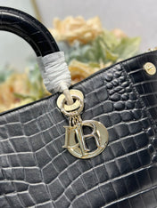 DIOR 26S TOUJOURS BAG 28 IN BLACK CROCODILE LEATHER