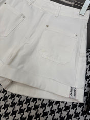 DIOR WHITE CUFFED DENIM SHORTS