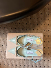 JIMMY CHOO 26S SLINGBACK HEELS 65 MM IN PASTEL BLUE PATENT CALFSKIN