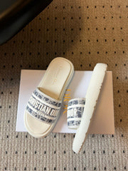 CD DWAY SLIDES WHITE RUBBER TOILE DE JOUY EMBROIDERY