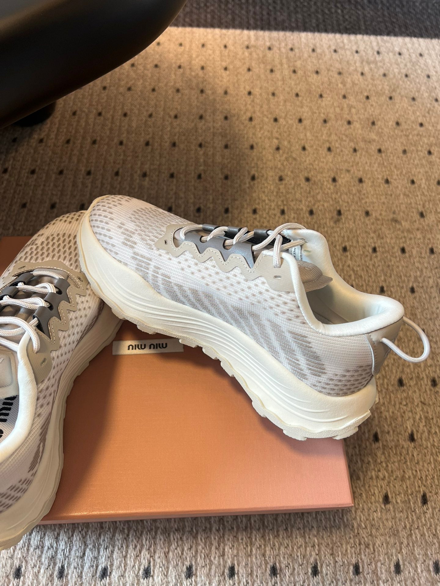 MIUMIU 26S SNEAKERS IN CLOUDY GRAY TECHNICAL FABRIC