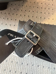 PRADA 25S SHUFFLE LEATHER THONG SANDALS IN BLACK CALFSKIN