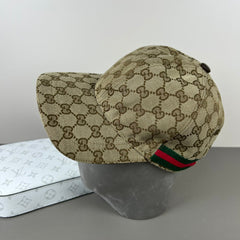 GG BASEBALL CAP IN DARK BEIGE MONOGRAM CANVAS