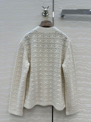 LP AROLA CROCHETED CARDIGAN IN WHITE WOOL