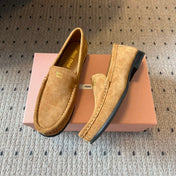 MIUMIU 26S LOAFERS IN TAN BROWN SUEDE
