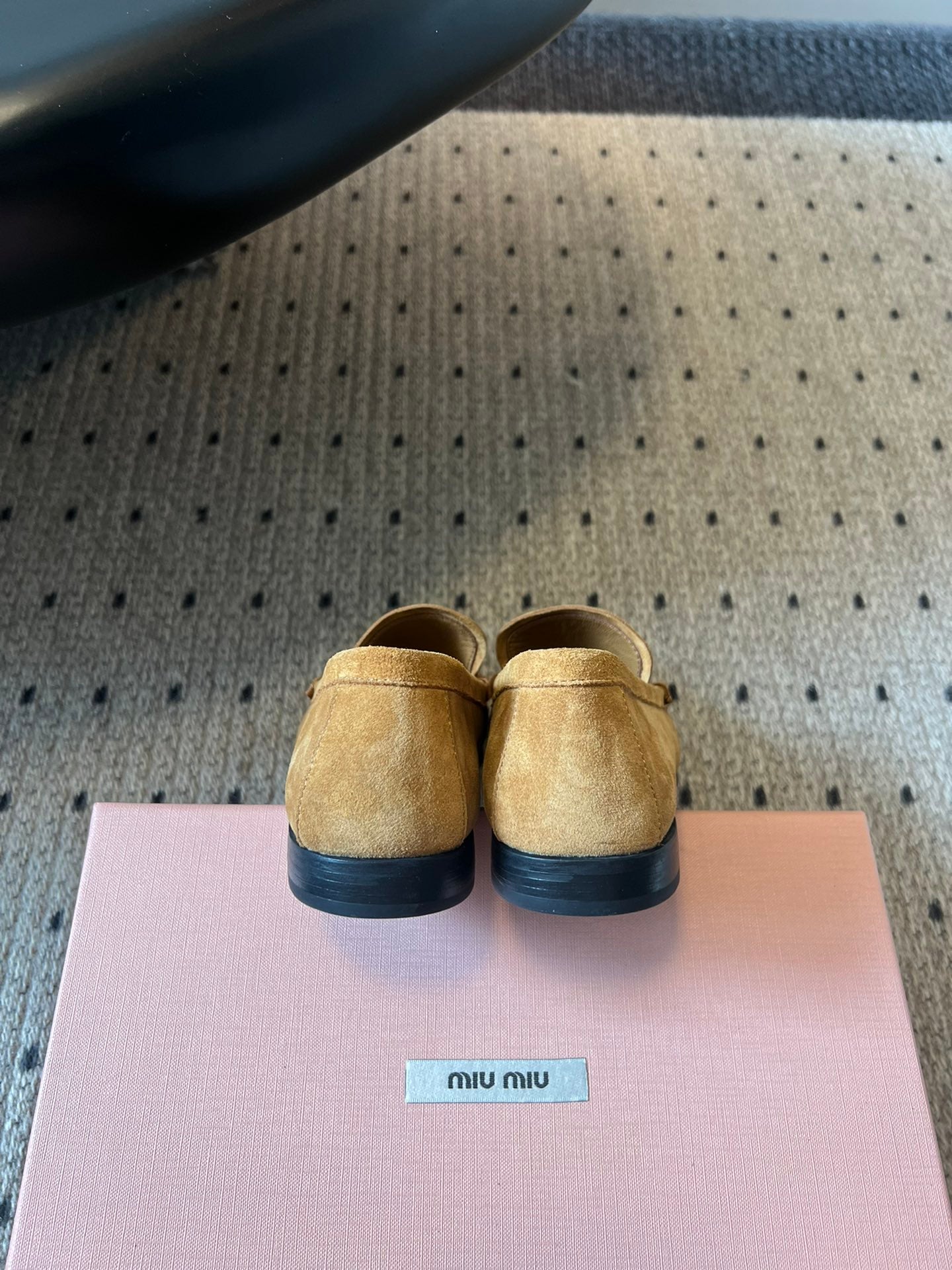 MIUMIU 26S LOAFERS IN TAN BROWN SUEDE
