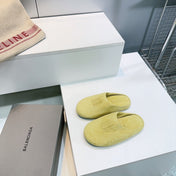 BALENCIAGA 25S MULES IN LIGHT YELLOW SUEDE