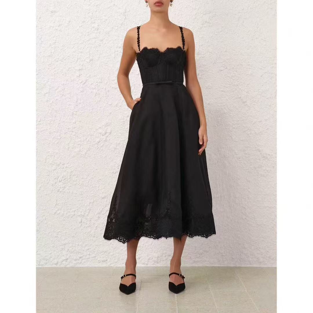 ZIMMERMANN 26S LACE-TRIM CORSET MIDI DRESS 274