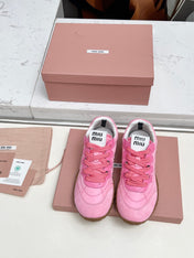 MIUMIU 26S SNEAKERS IN PINK FABRIC AND SUEDE