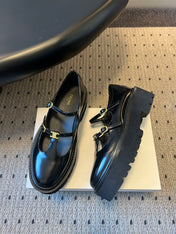 CELINE 26S BULKY BABIES MARY JANE SHOES 40 MM IN BLACK CALFSKIN
