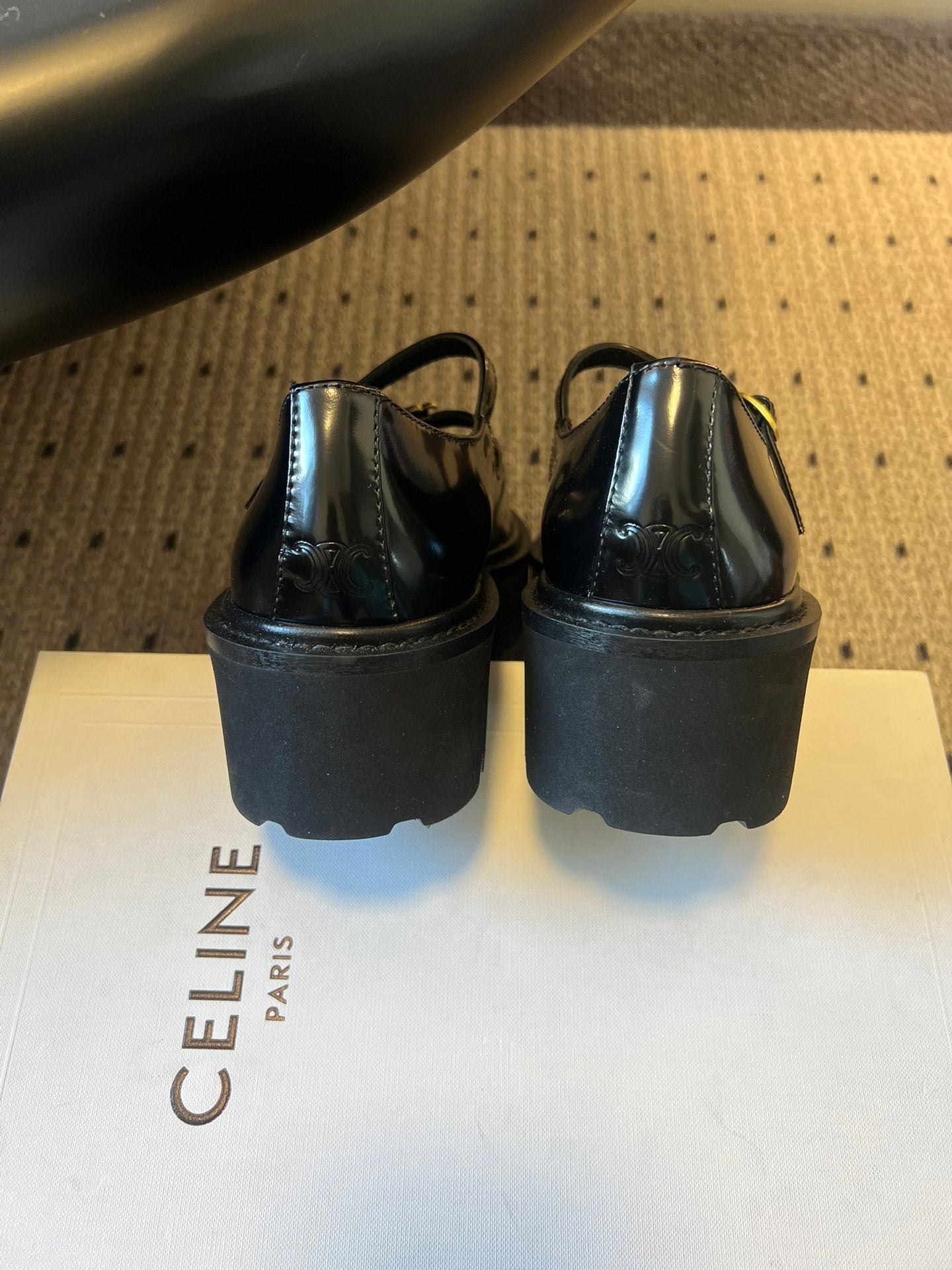 CELINE 26S BULKY BABIES MARY JANE SHOES 40 MM IN BLACK CALFSKIN