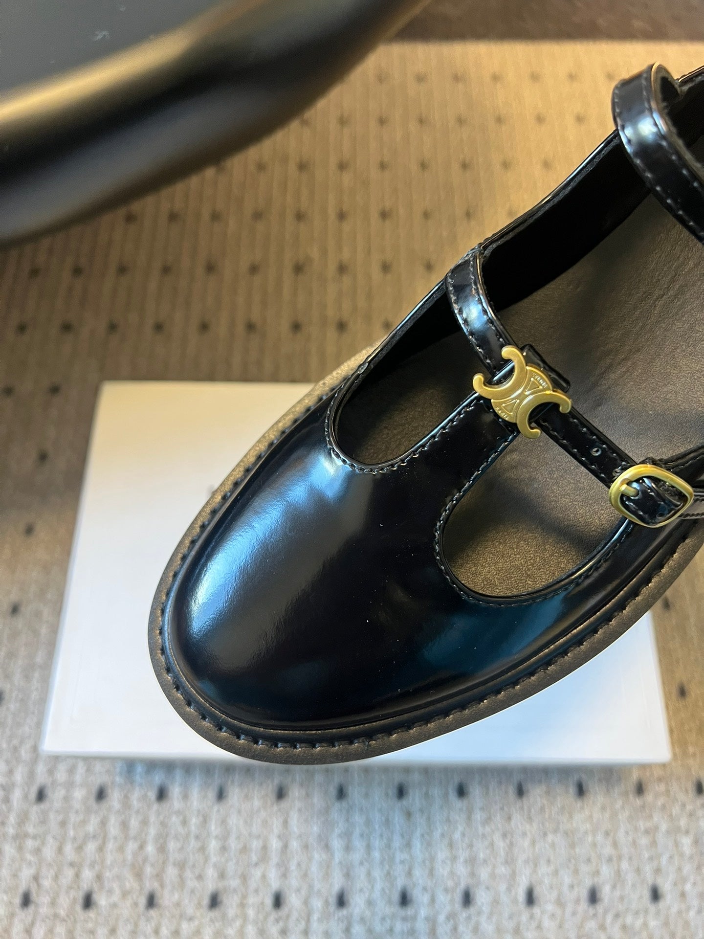 CELINE 26S BULKY BABIES MARY JANE SHOES 40 MM IN BLACK CALFSKIN