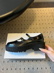 CELINE 26S BULKY BABIES MARY JANE SHOES 40 MM IN BLACK CALFSKIN