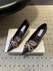 JIMMY CHOO 26S HIGH HEELS 70 MM IN DARK RED PATENT CALFSKIN