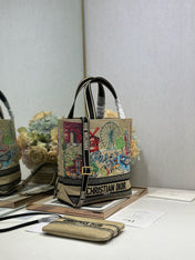 DIOR 26S BOOK TOTE BAG 25 IN MUTICOLOR RAFFIA STYLE 1