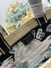 DIOR 26S BOOK TOTE BAG 25 IN MUTICOLOR RAFFIA