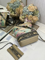 DIOR 26S BOOK TOTE BAG 25 IN MUTICOLOR RAFFIA