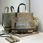 DIOR 26S BOOK TOTE BAG 34 IN MUTICOLOR RAFFIA STYLE 2