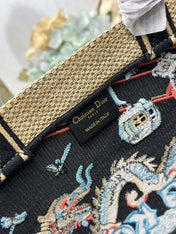 DIOR 26S BOOK TOTE BAG 34 IN MUTICOLOR RAFFIA STYLE 2
