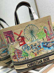DIOR 26S BOOK TOTE BAG 34 IN MUTICOLOR RAFFIA STYLE 1