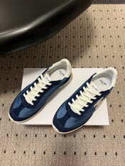 CELINE 26S RACER SNEAKERS IN NAVY BLUE FABRIC AND SUEDE