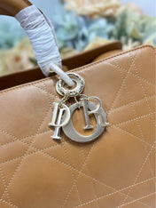 DIOR 26S CANNAGE GRANVILLE BAG 34 IN LIGHT BROWN CALFSKIN