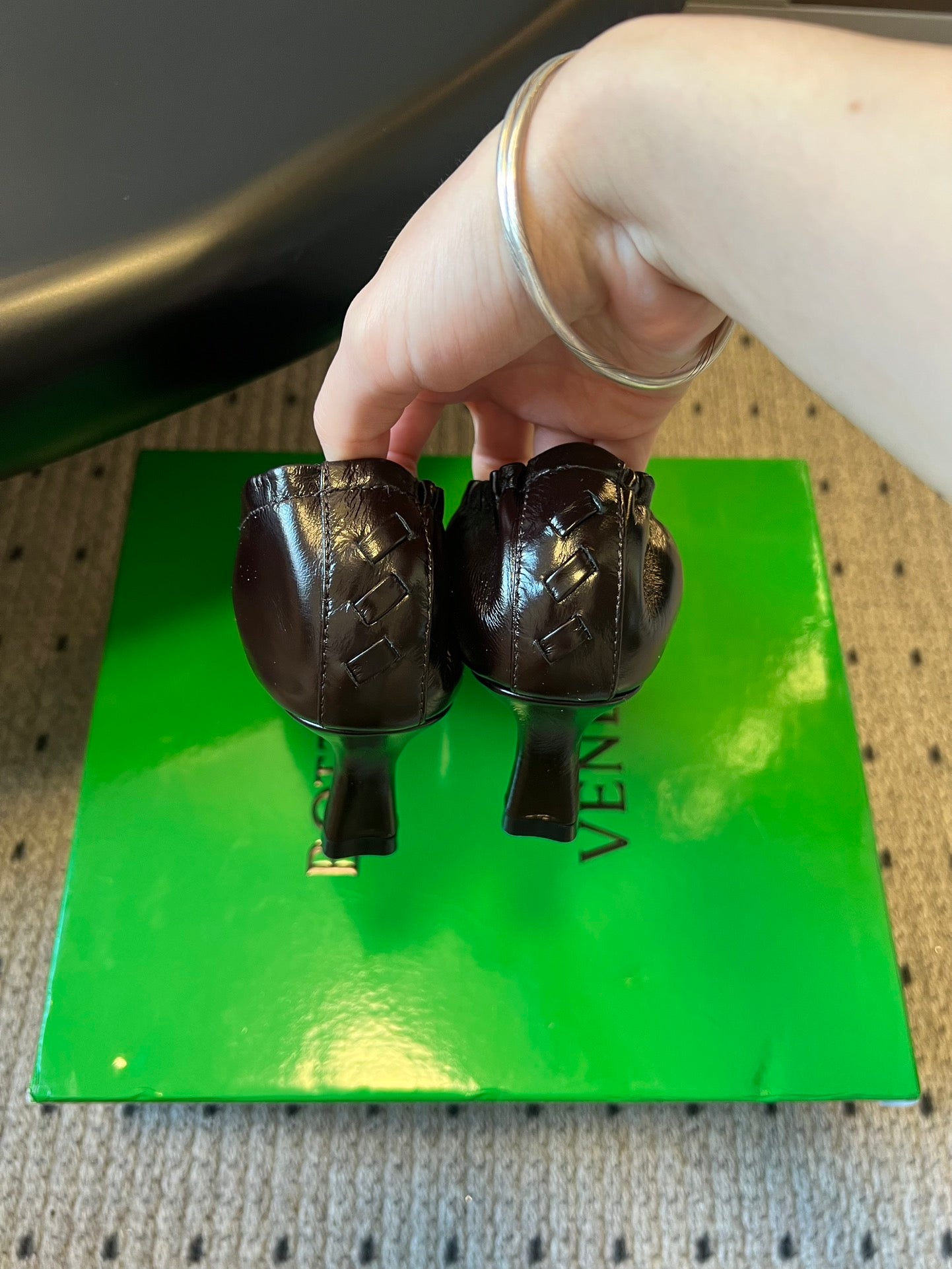 BOTTEGA VENETA 26S HIGH HEELS 40 MM IN DARK BROWN CALFSKIN