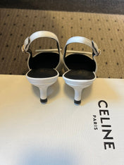 CELINE 26S HIGH-HEEL SLINGBACK 45 MM IN WHITE CALFSKIN