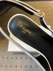 CELINE 26S HIGH-HEEL SLINGBACK 45 MM IN WHITE CALFSKIN